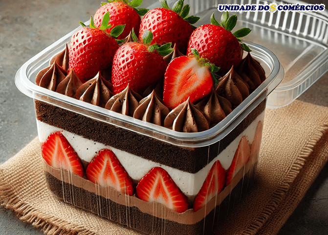 Receita de bolo de pote chocolate com morango! Passo a Passo